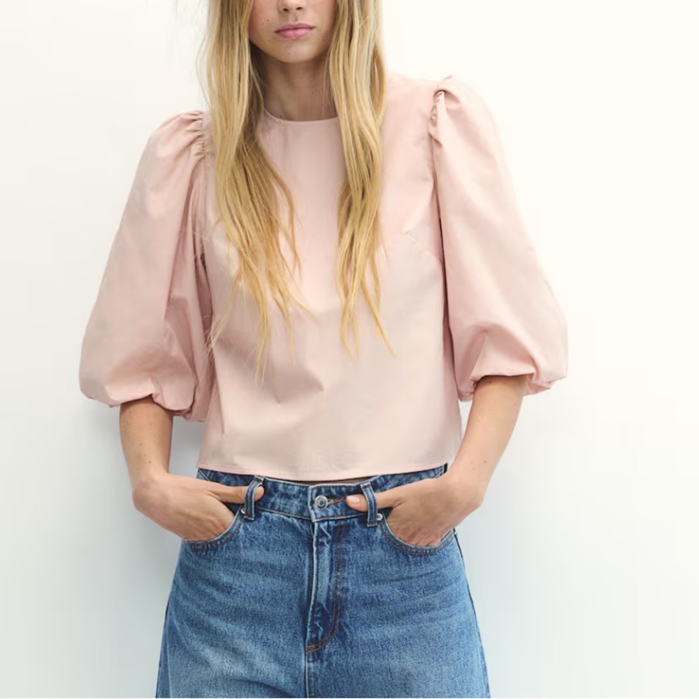 H&M Divided Women’s Cotton Lyocell Blend Tie Back detail blouse size Medium